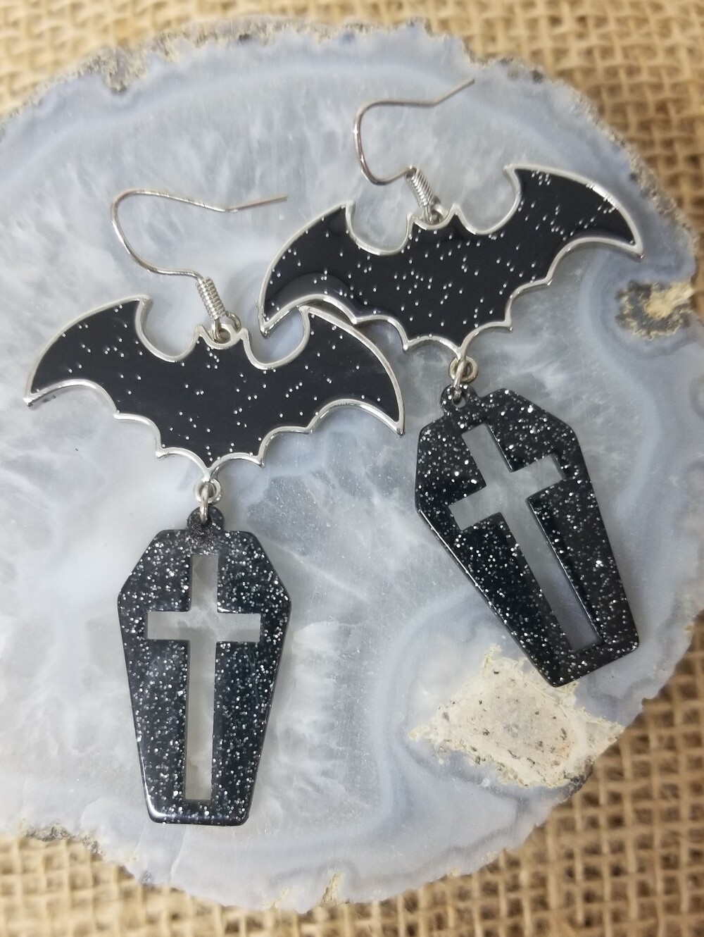 Bat & Cross/tombstone Earrings